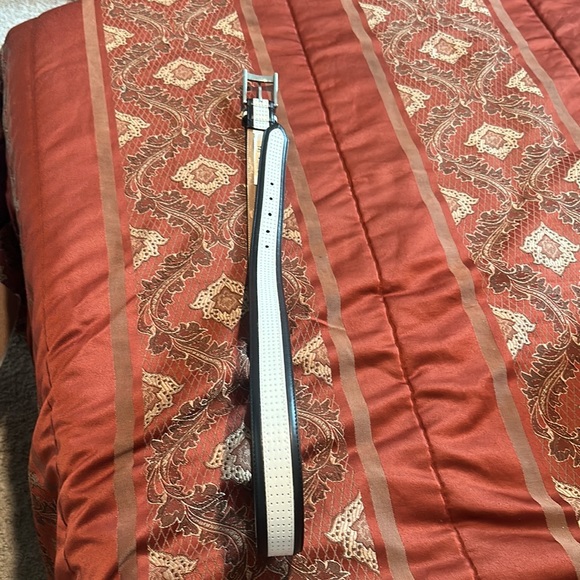 Mens Preowned leather belt black/white - Picture 2 of 8